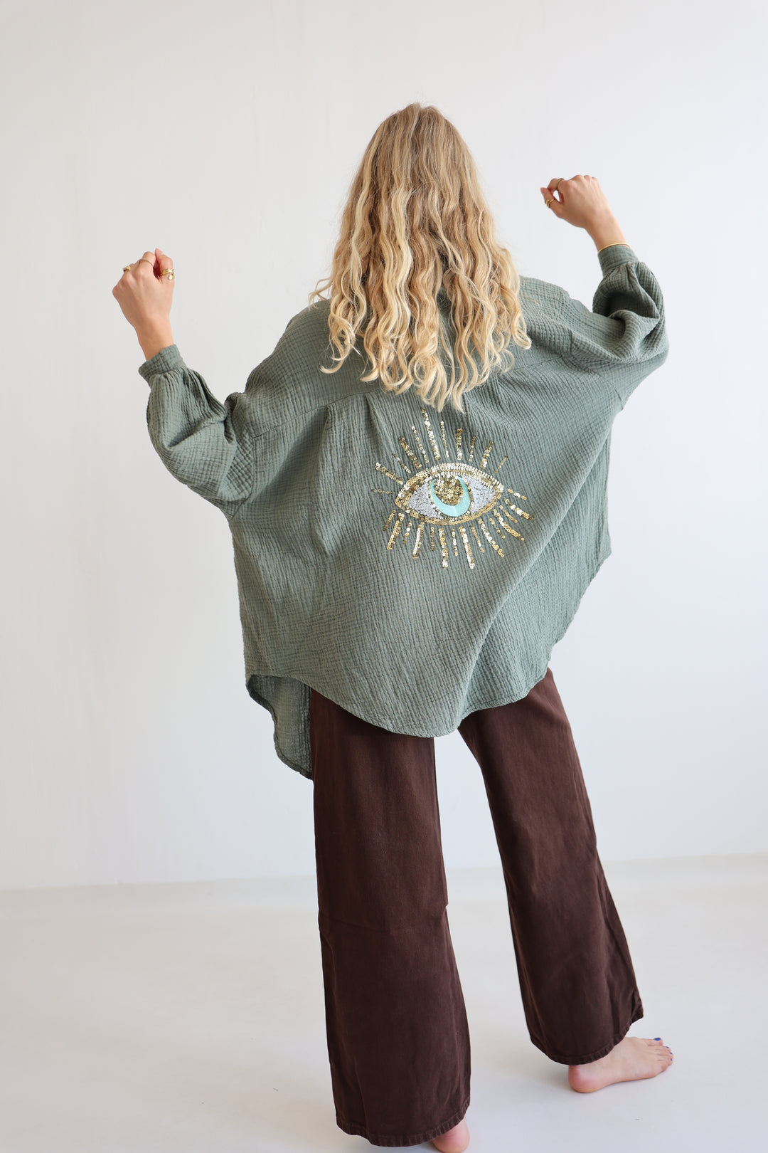 Oversize Blusenhemd aus Musselin Golden Eye