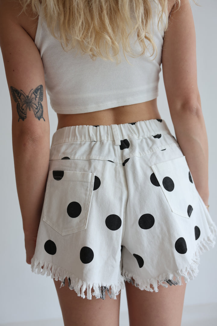 Vintage Polka Dots Denim Shorts
