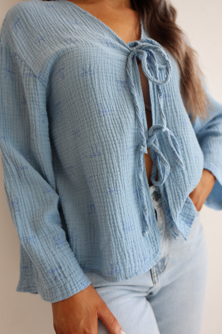 Musselinbluse zum Schnüren Cute Bows