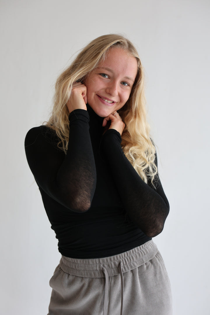 Cashmere Longsleeve mit Kragen Liliana (einfarbig)