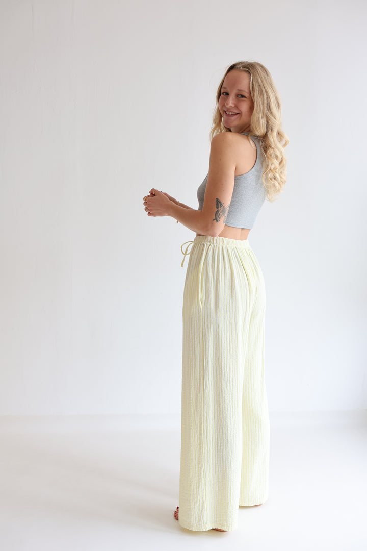 Lange Musselinhose mit Streifen Little Lines