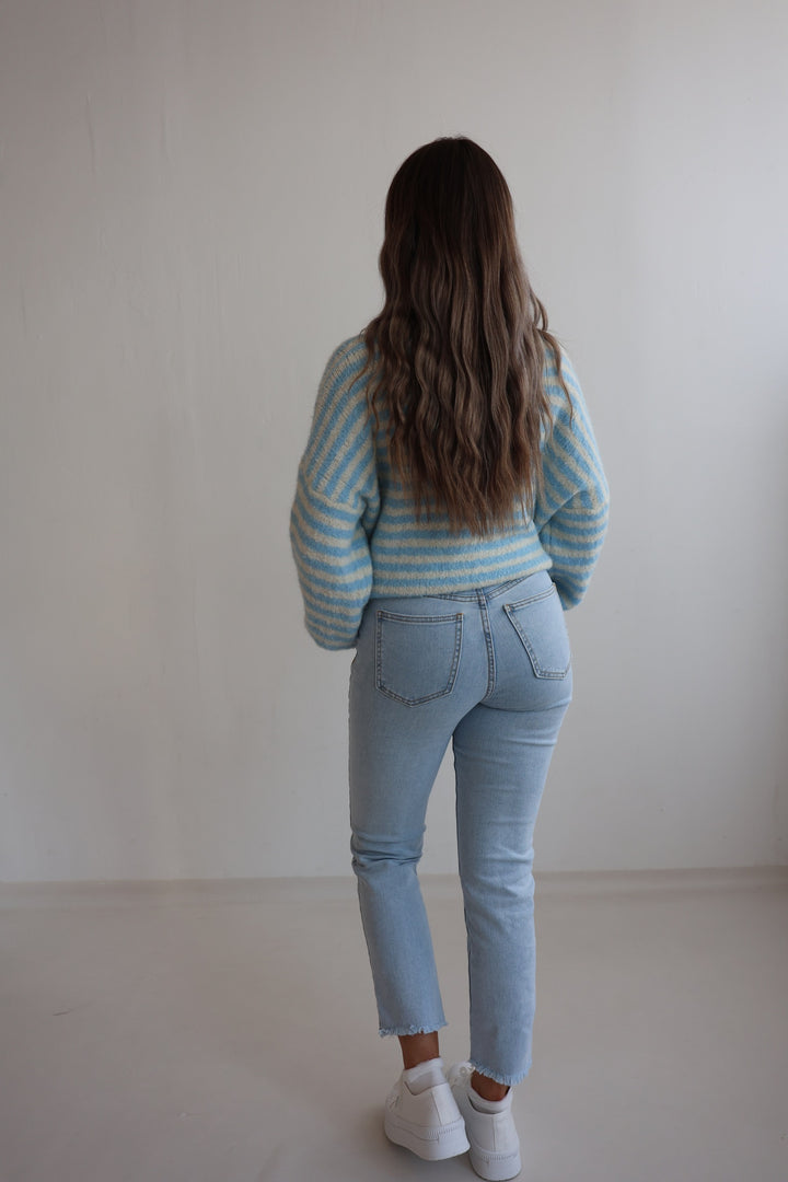 Mom Jeans White Flowers (2676)