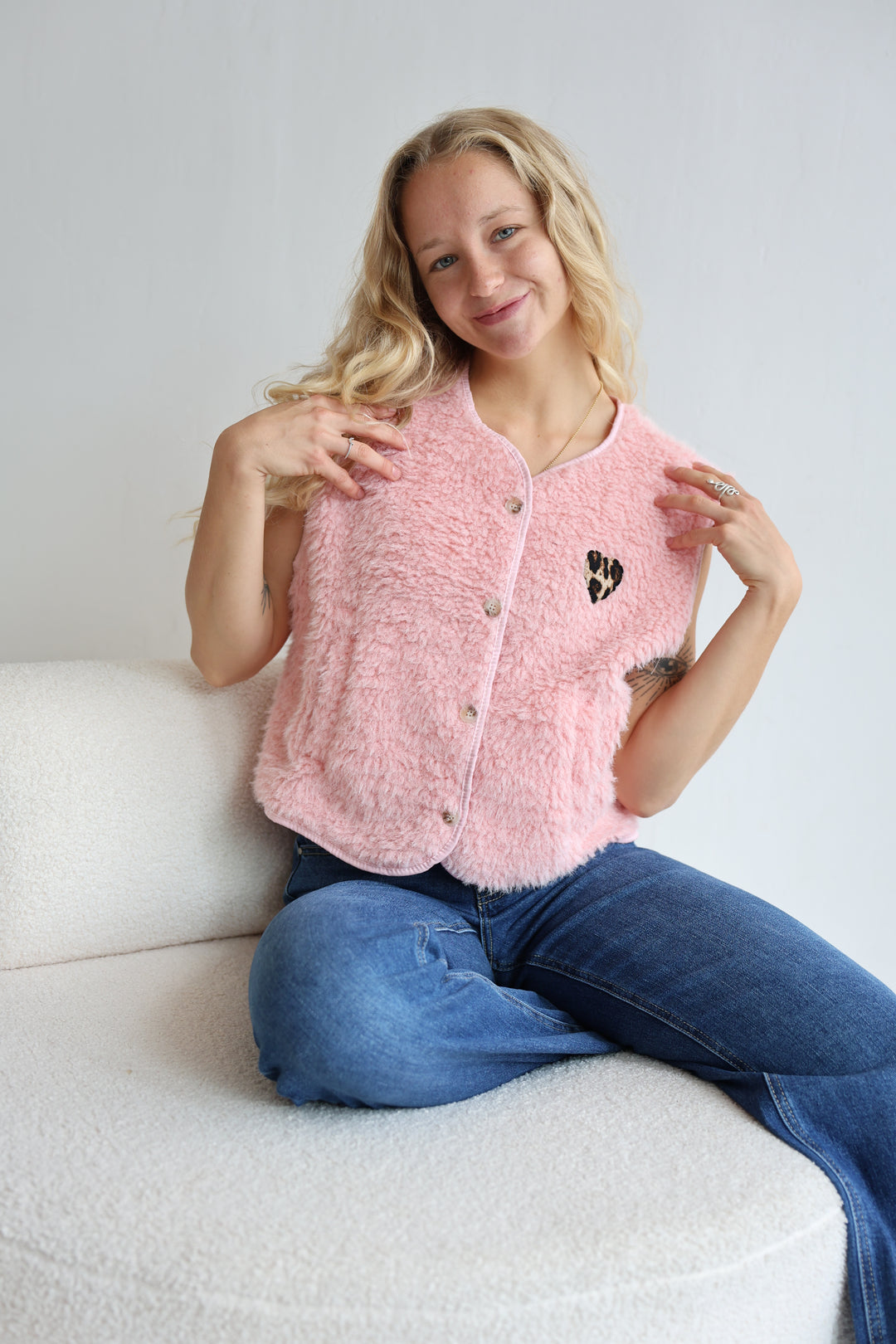 Teddyweste Leopard Hearts