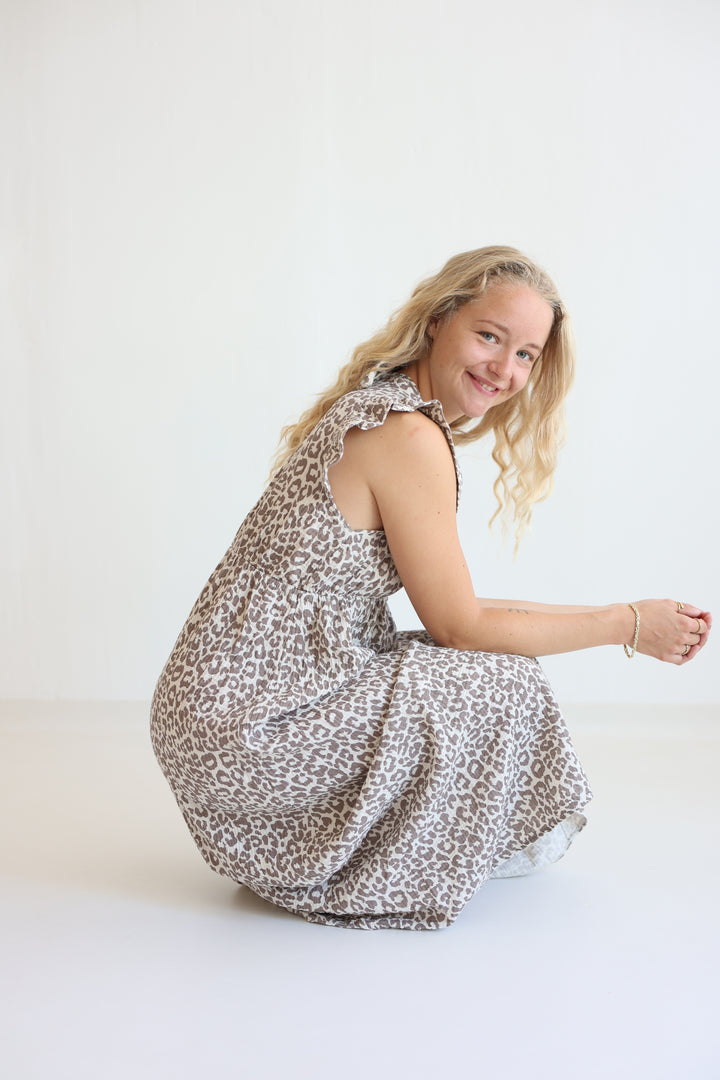 Langes Musselinkleid Timeless Leopard