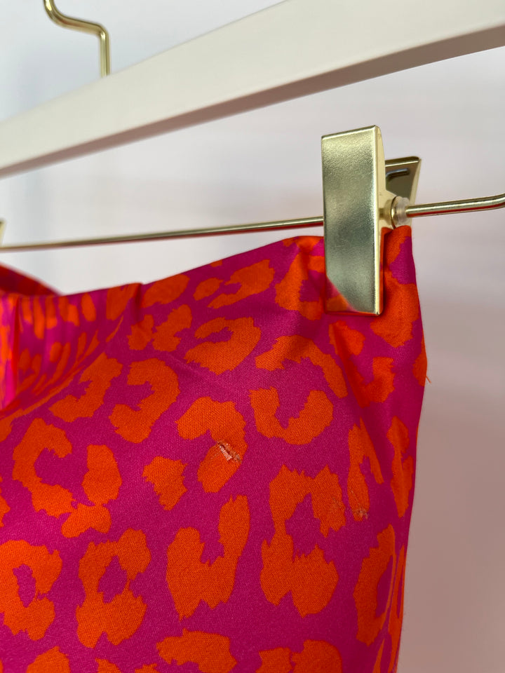 LEOPARD SATIN SKIRT CORAL PINK (B-WARE)