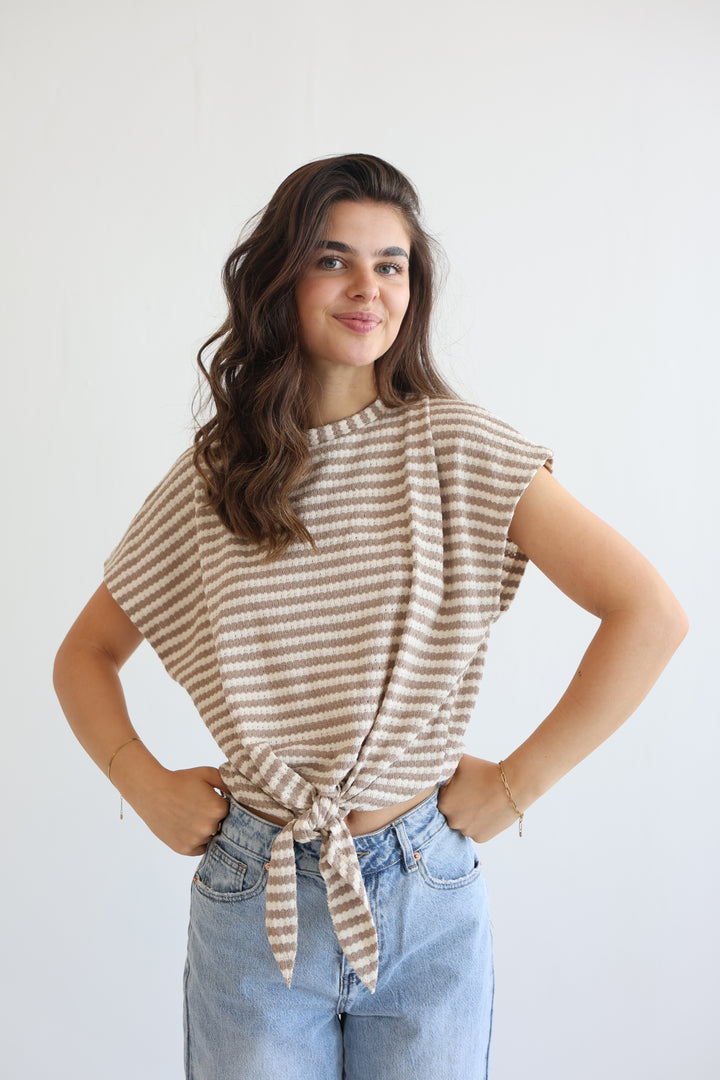Striped Knit Knot T-Shirt