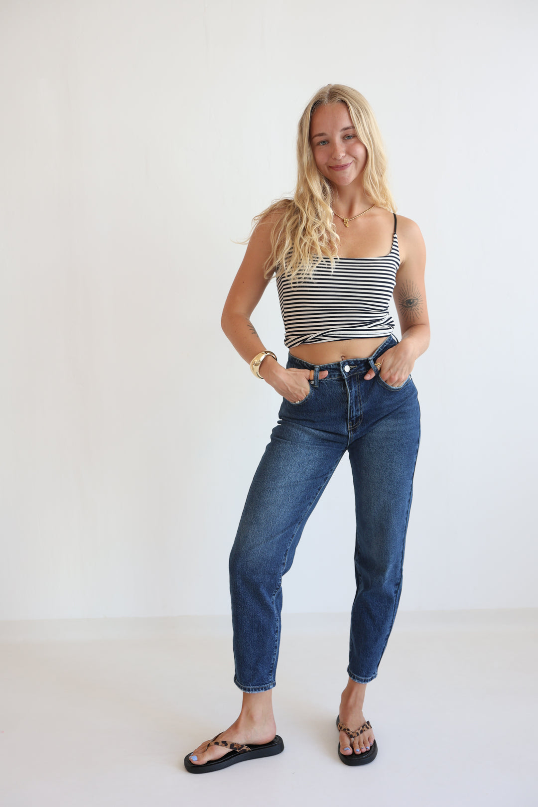 Deep Blue Mom Jeans