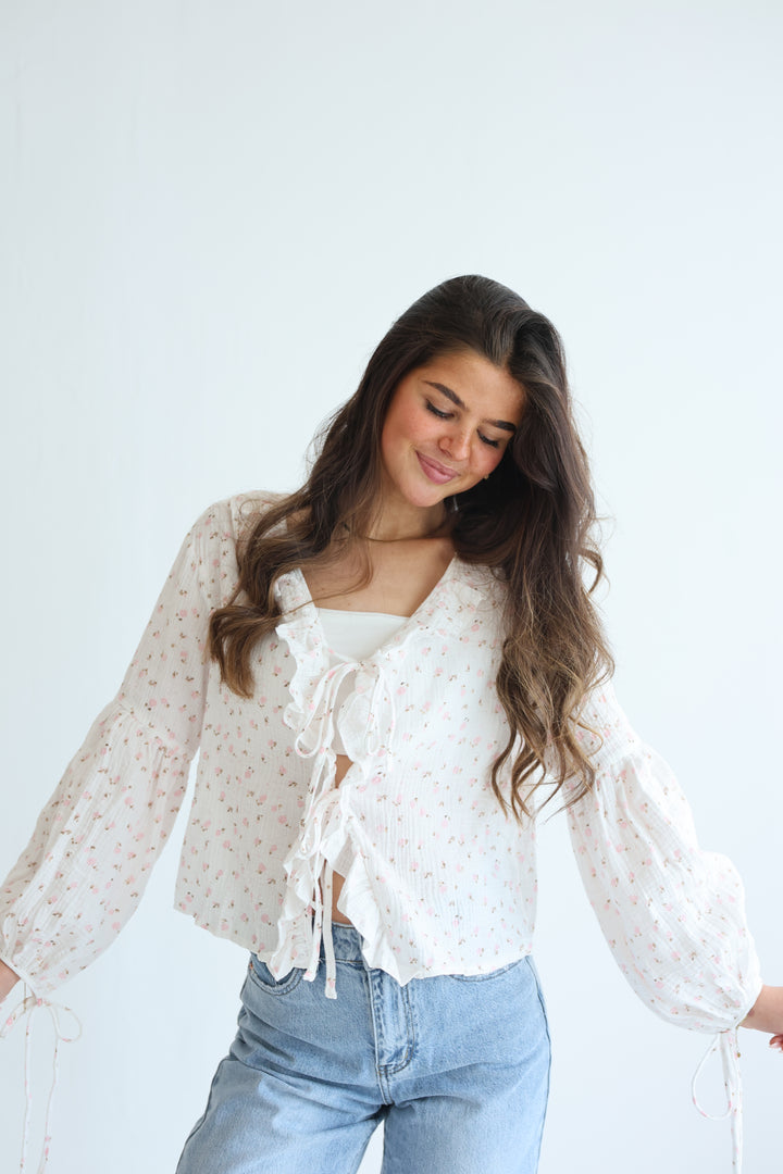 Rosy Ruffle Cardigan