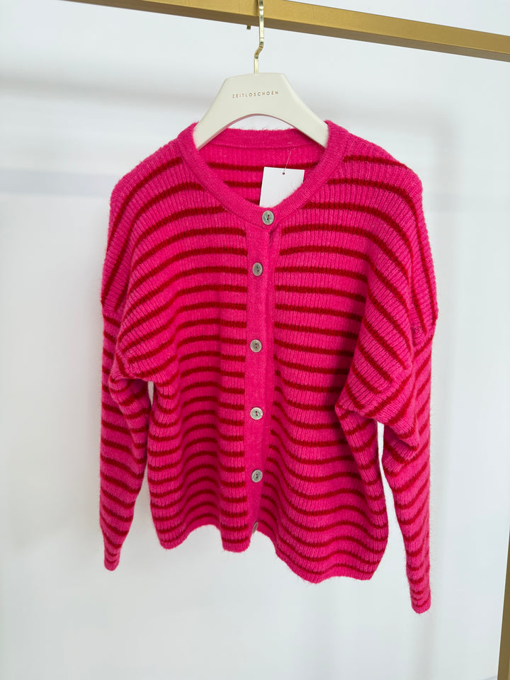GESTREIFTER CARDIGAN JOSEPHINE ROT (B-WARE)