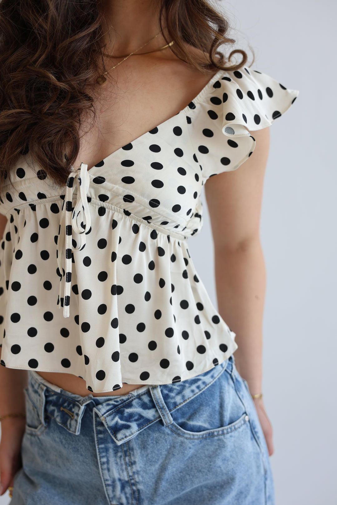 Polka Dot Peplum Top