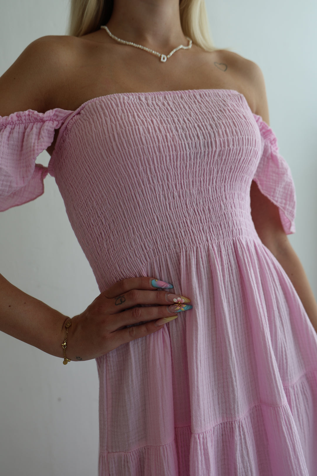 Langes Kleid mit Raffung Livia