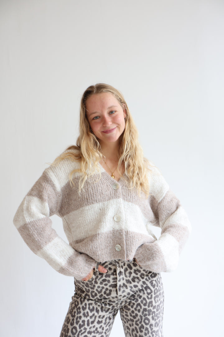 Striped V-Neck Cardigan