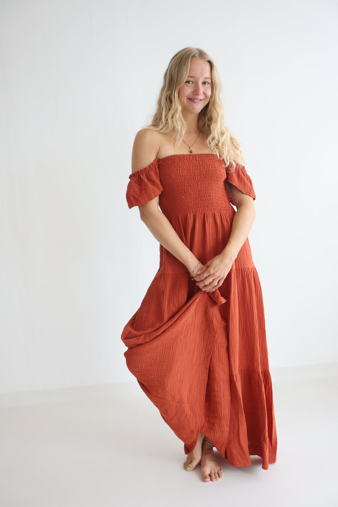 Langes Kleid mit Raffung Livia