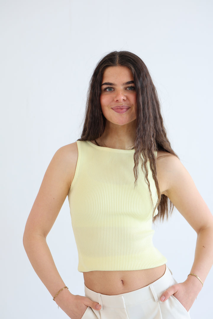 Stretch Ribbed Basic Top