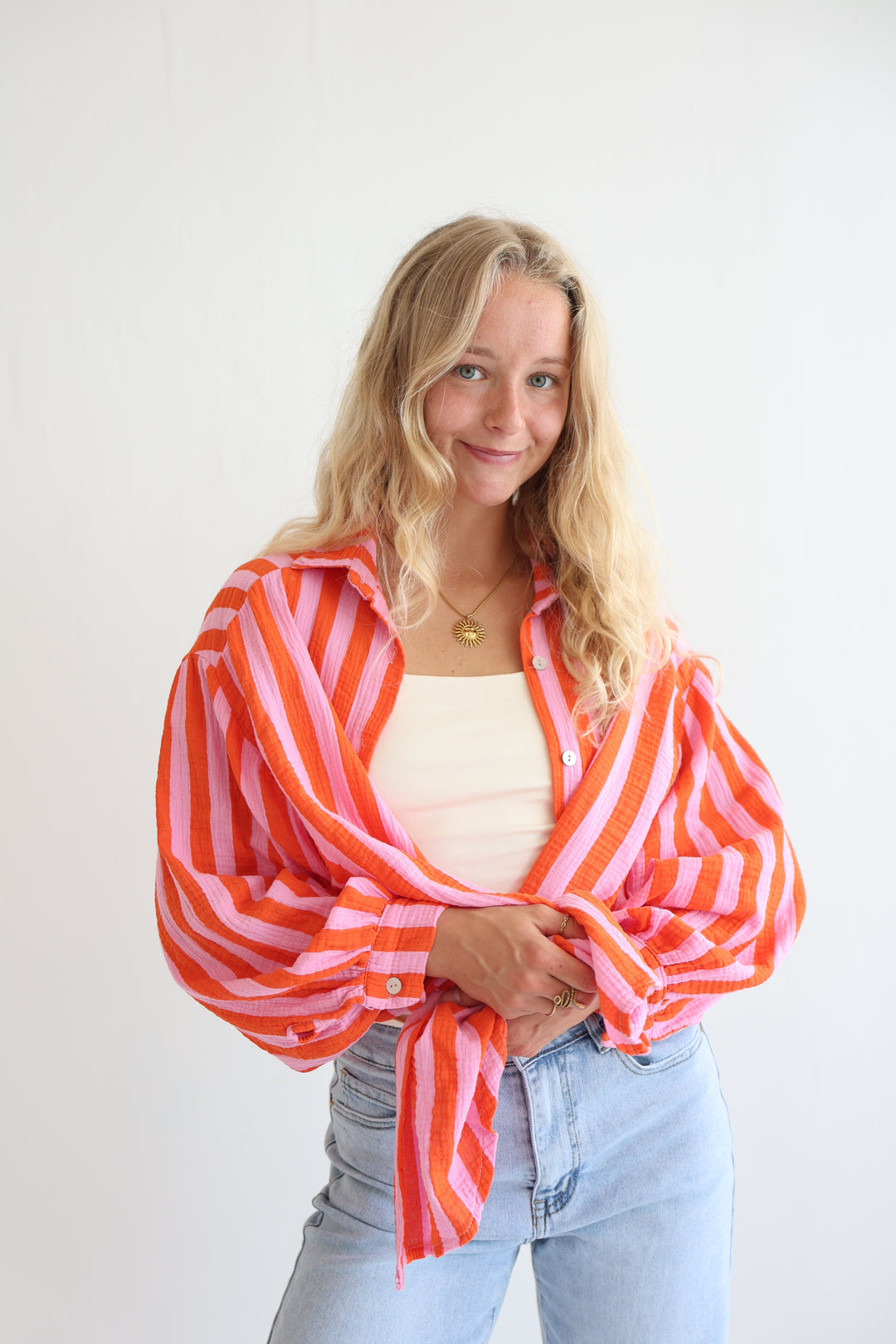 Musselinbluse Blockstripes