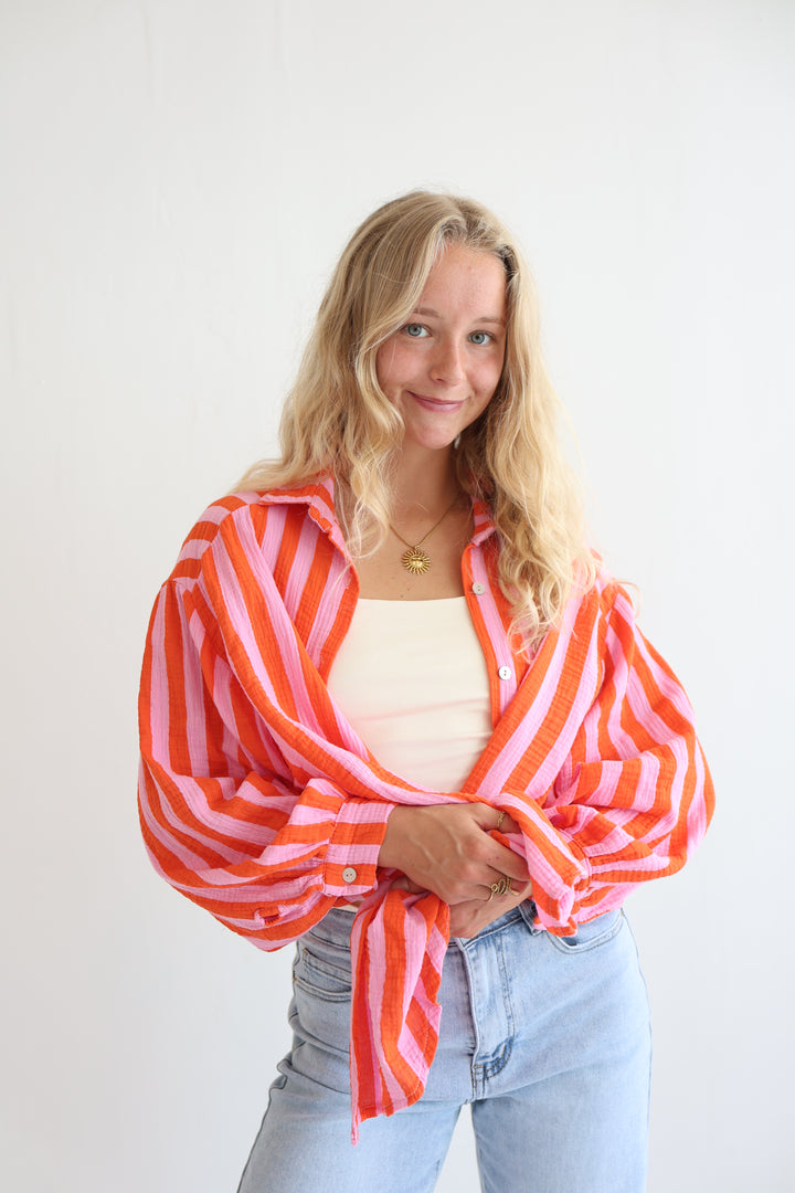 Musselinbluse Blockstripes