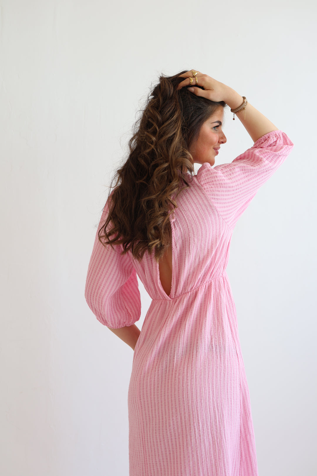3/4 Arm Musselinkleid Summer Striped