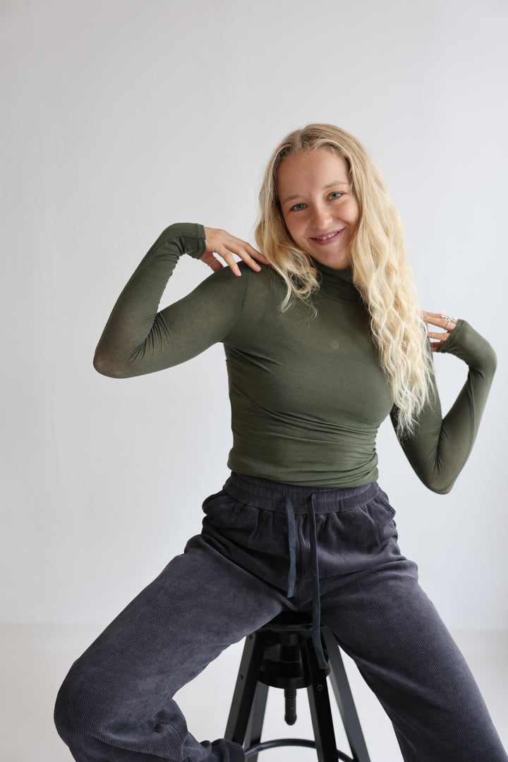 Cashmere Longsleeve mit Kragen Liliana (einfarbig)