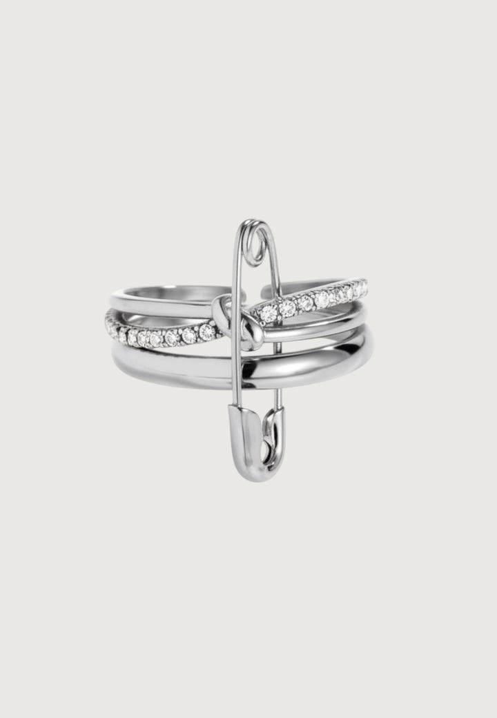 Ring Half Diamond Safety Pin