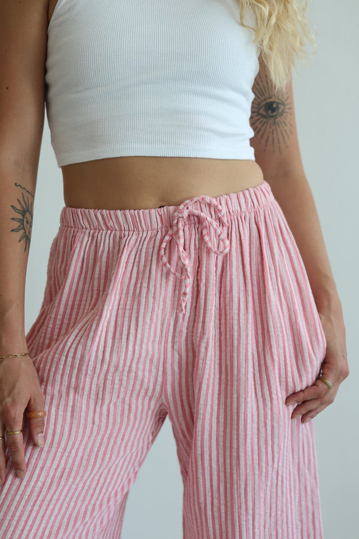 Lange Musselinhose mit Streifen Little Lines