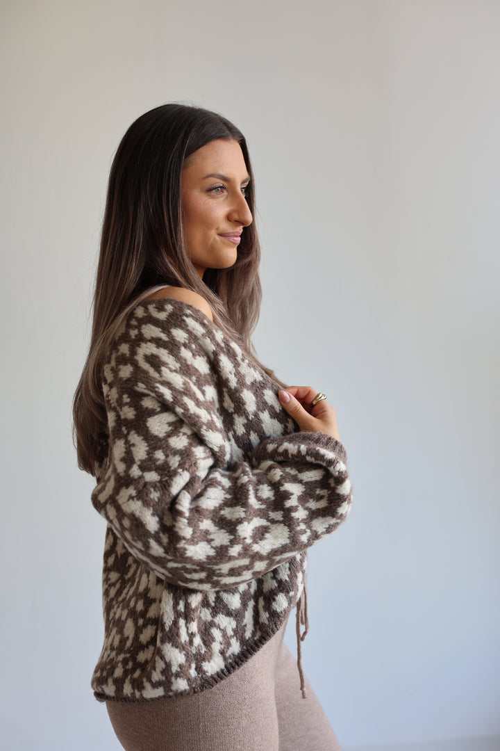 Offener Cardigan mit Leoprint