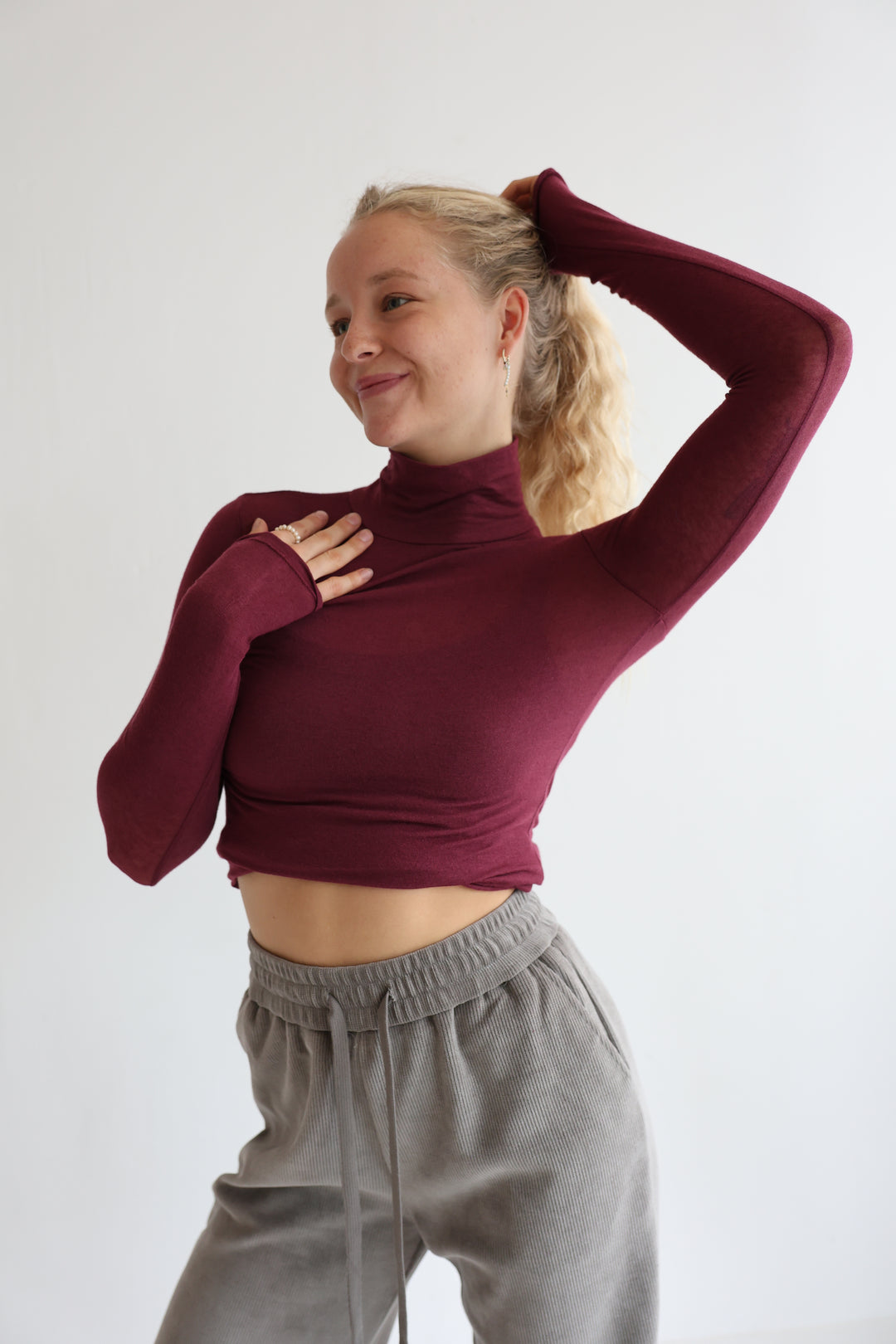 Cashmere Longsleeve mit Kragen Liliana (einfarbig)