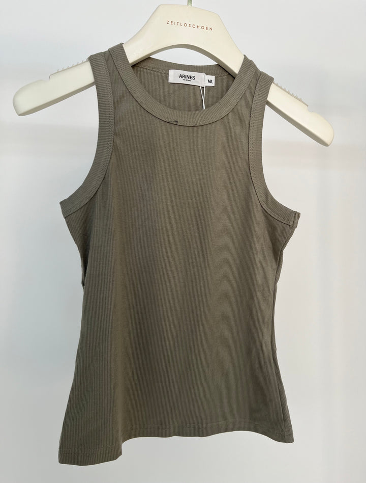 SLIM FIT RIBBED TANKTOP KHAKI GR.M/L (B-WARE)