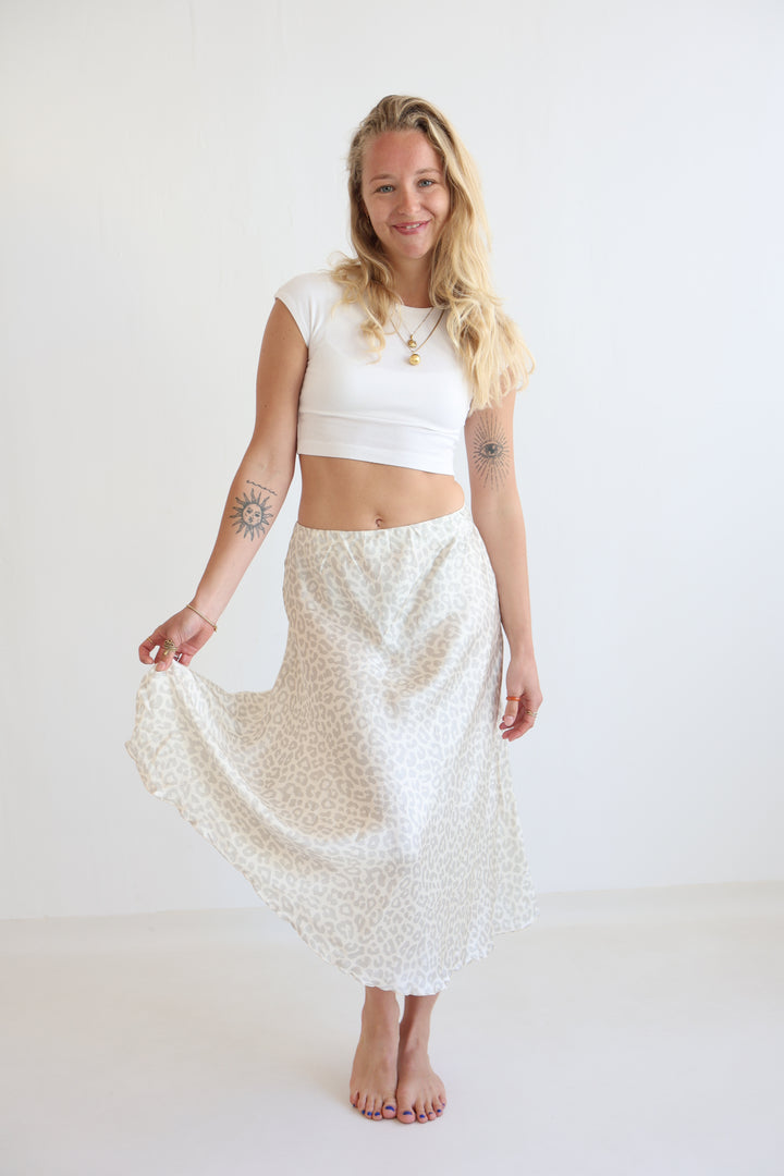 Leopard Satin Skirt