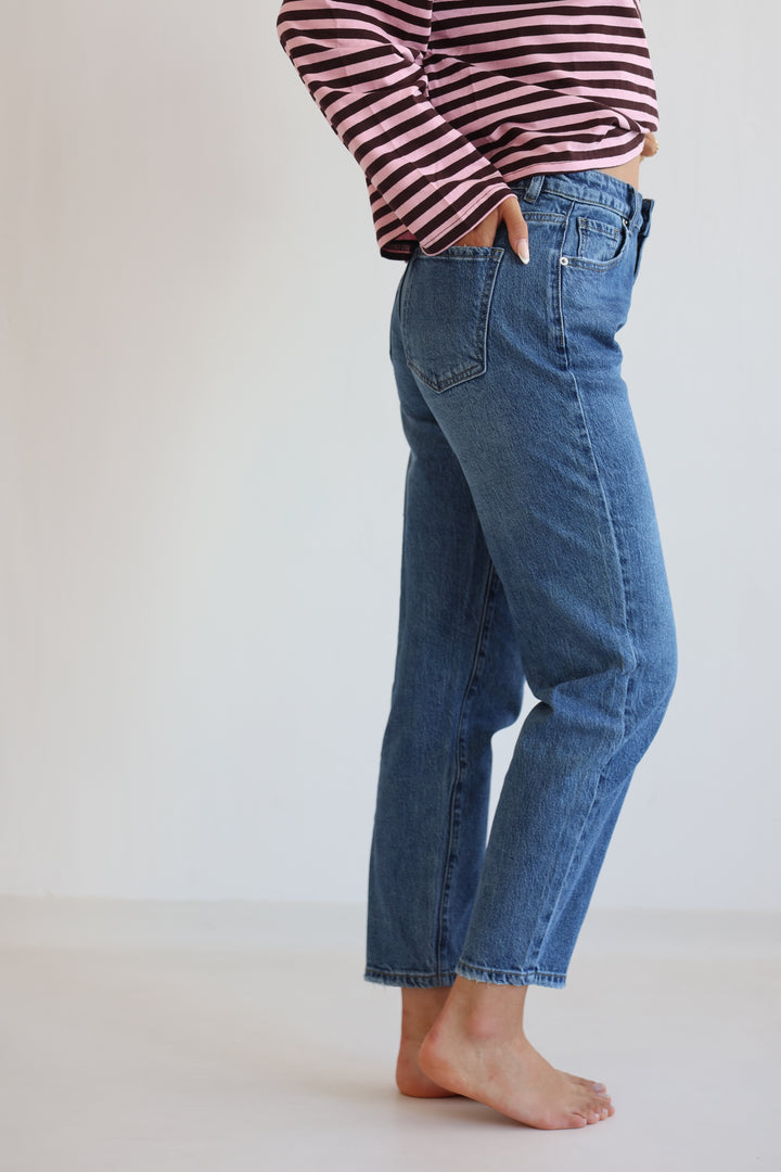 Deep Blue Mom Jeans