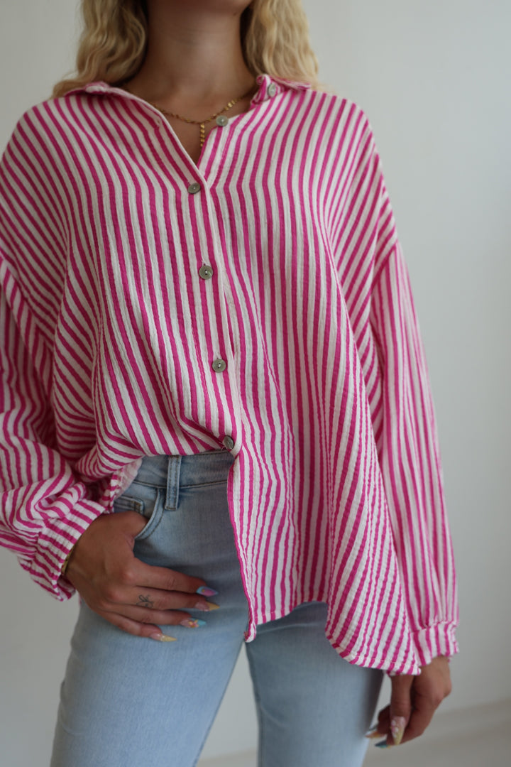 Kurzes Blusenhemd aus Musselin Wide Stripes