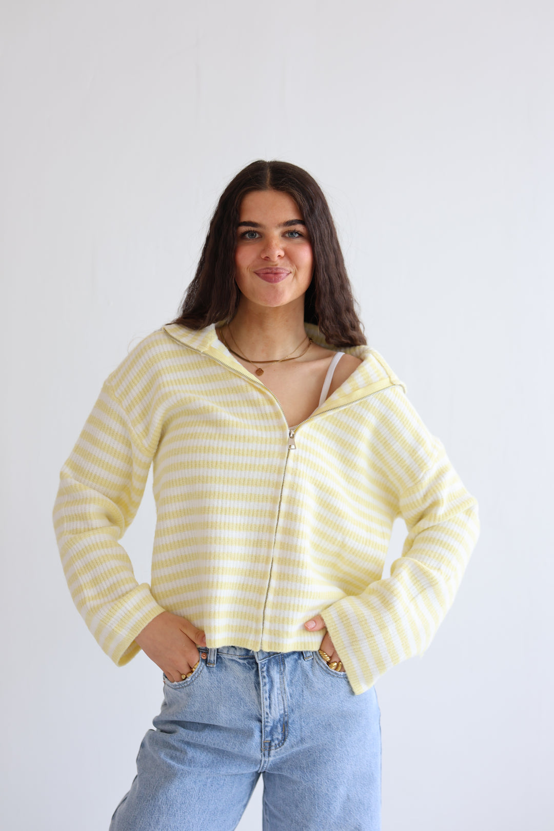 Striped Zip Cardigan
