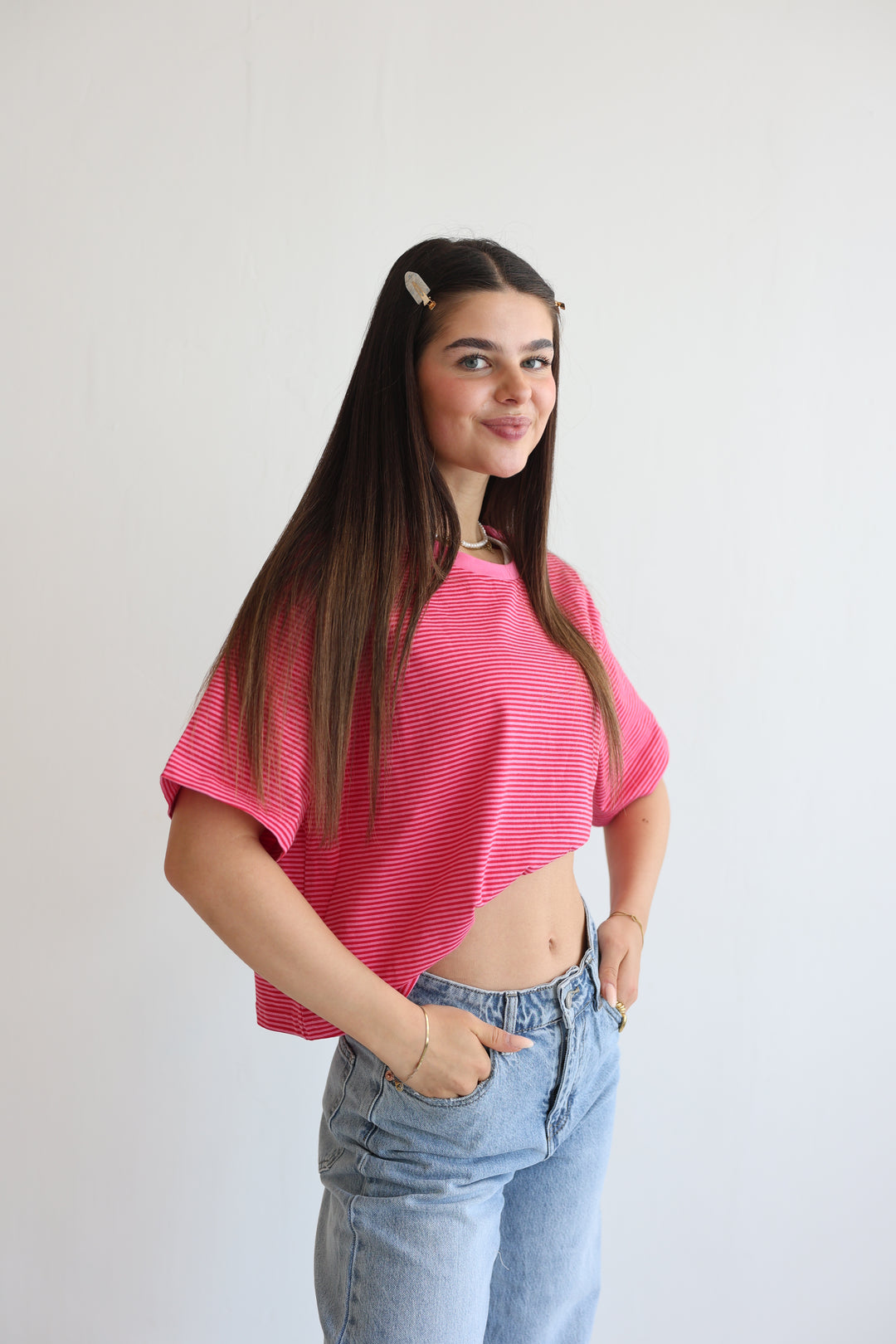 Striped T-Shirt Cherry Pink