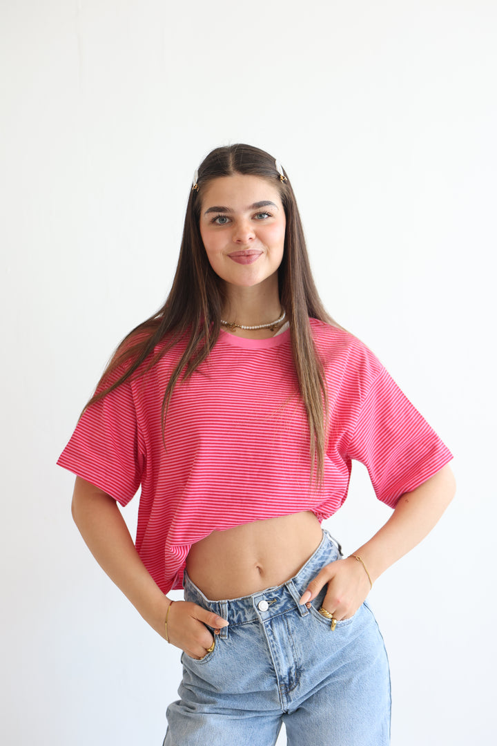 Striped T-Shirt Cherry Pink