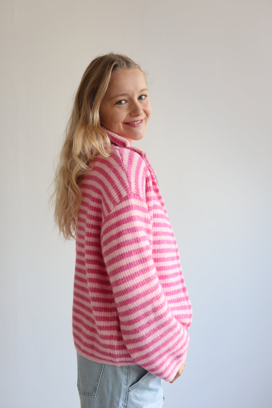 Striped Zip Cardigan