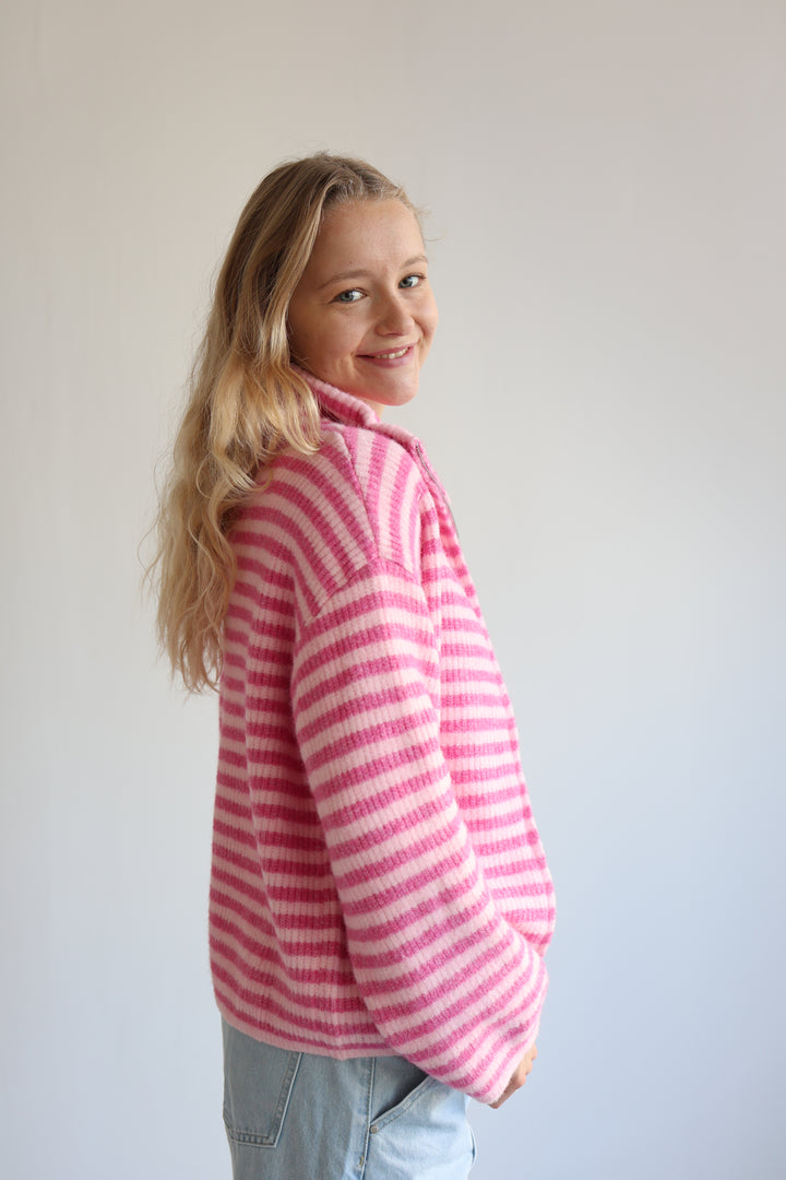 Striped Zip Cardigan