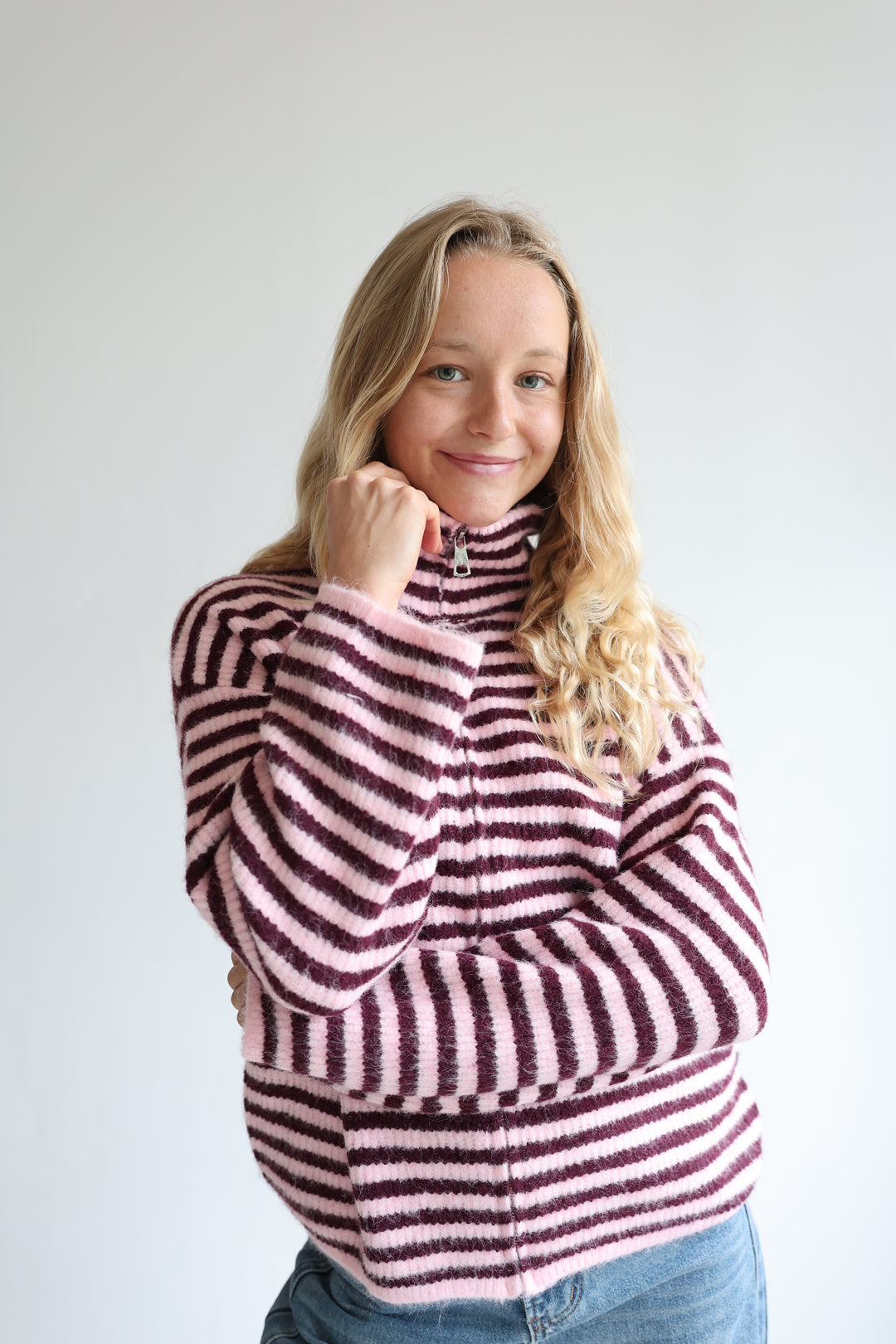Striped Zip Cardigan