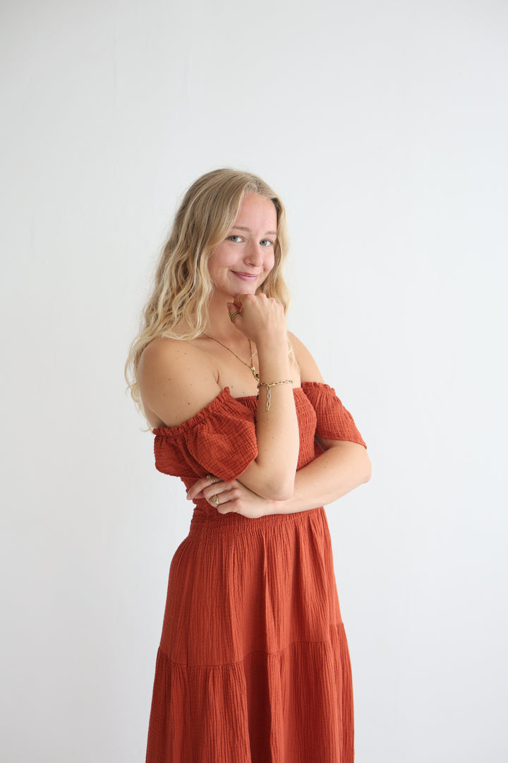 Langes Kleid mit Raffung Livia