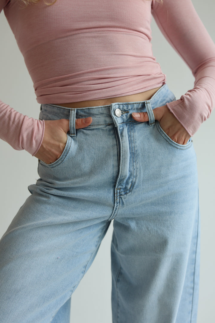 Barrel Fit Denim Blue Jeans