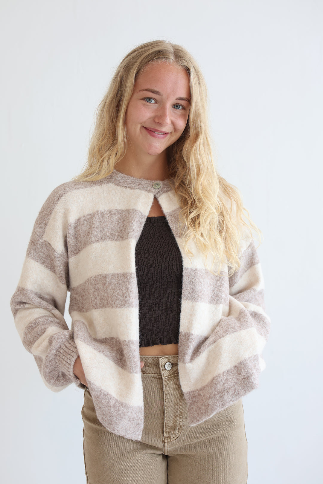 Sugar Stripe Button Cardigan