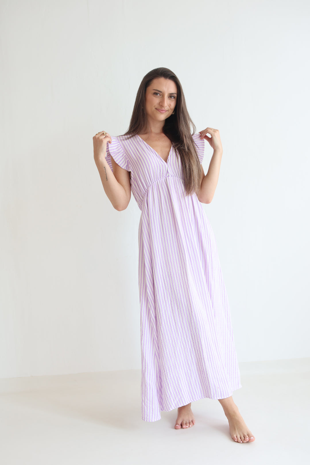 Langes Musselinkleid Summer Striped