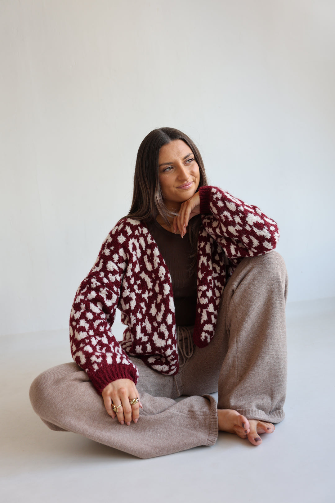 Offener Cardigan mit Leoprint