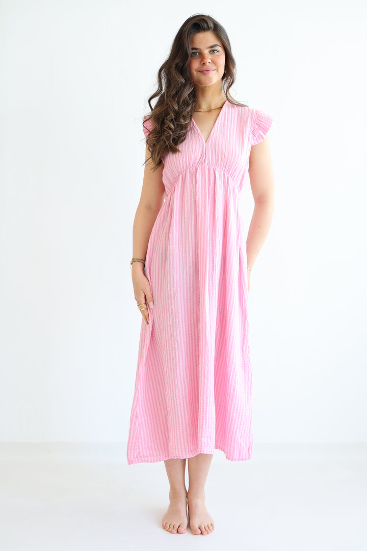 Langes Musselinkleid Summer Striped