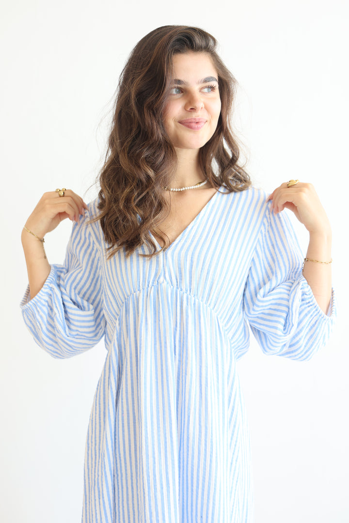 3/4 Arm Musselinkleid Summer Striped