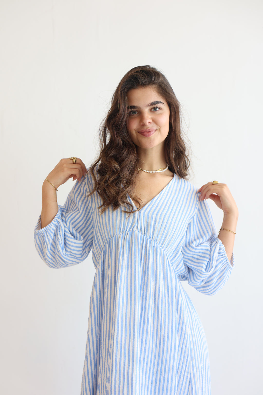 3/4 Arm Musselinkleid Summer Striped