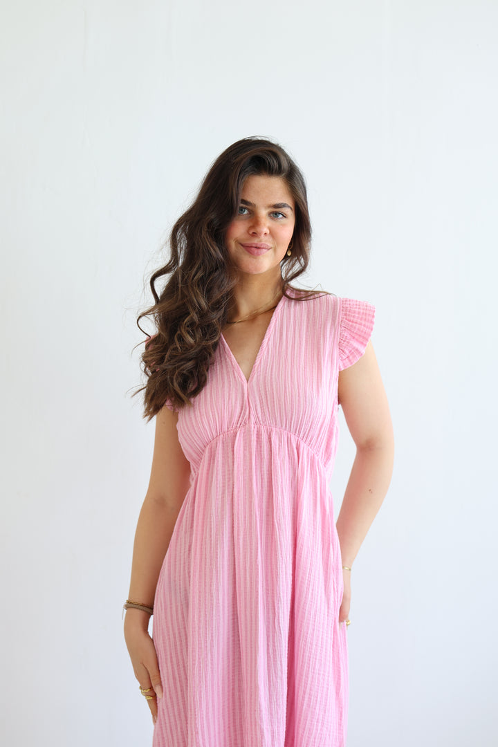 Langes Musselinkleid Summer Striped