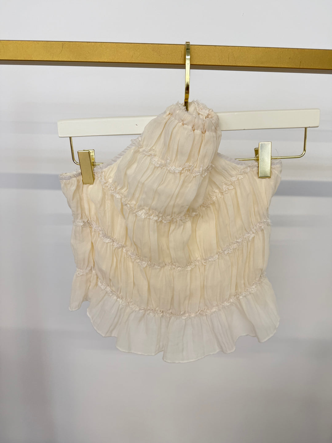 SUNLIT RUFFLE TOP CREME S/M (B-WARE)