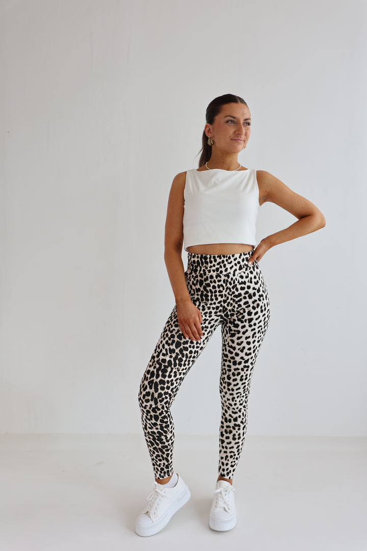 High Waist Leggings mit Leopardenprint (T2401)