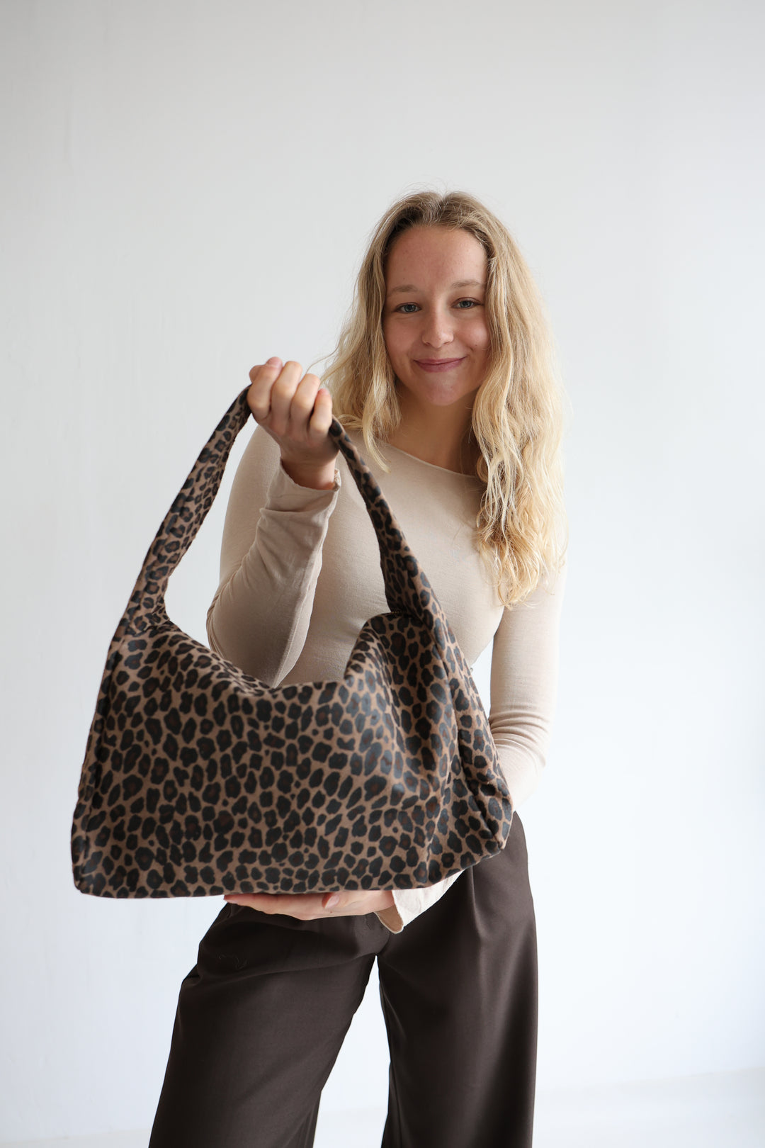 Leopard Print Suede Handbag