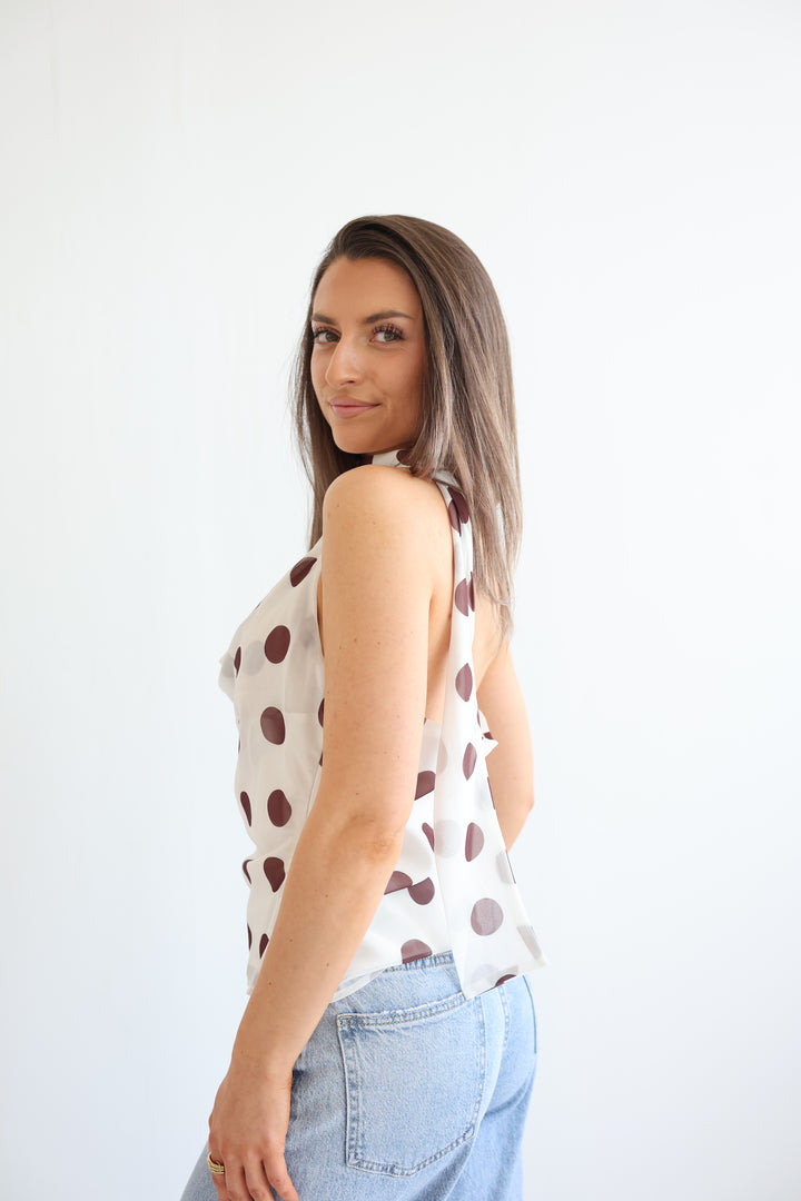 Polka Dot Wrap Top