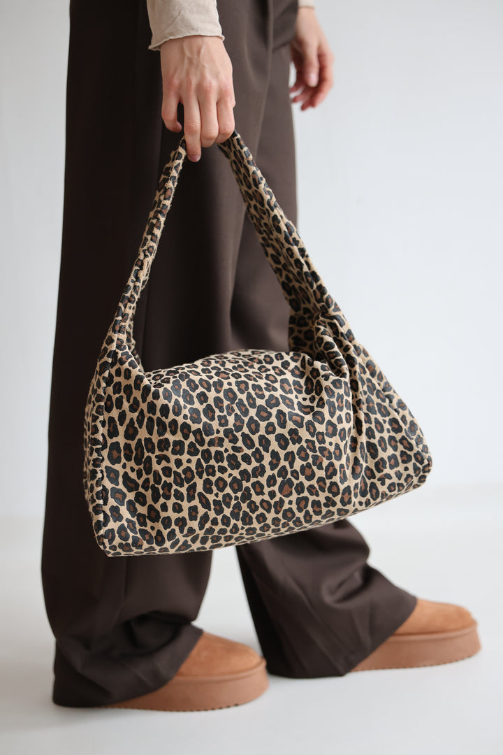 Leopard Print Suede Handbag